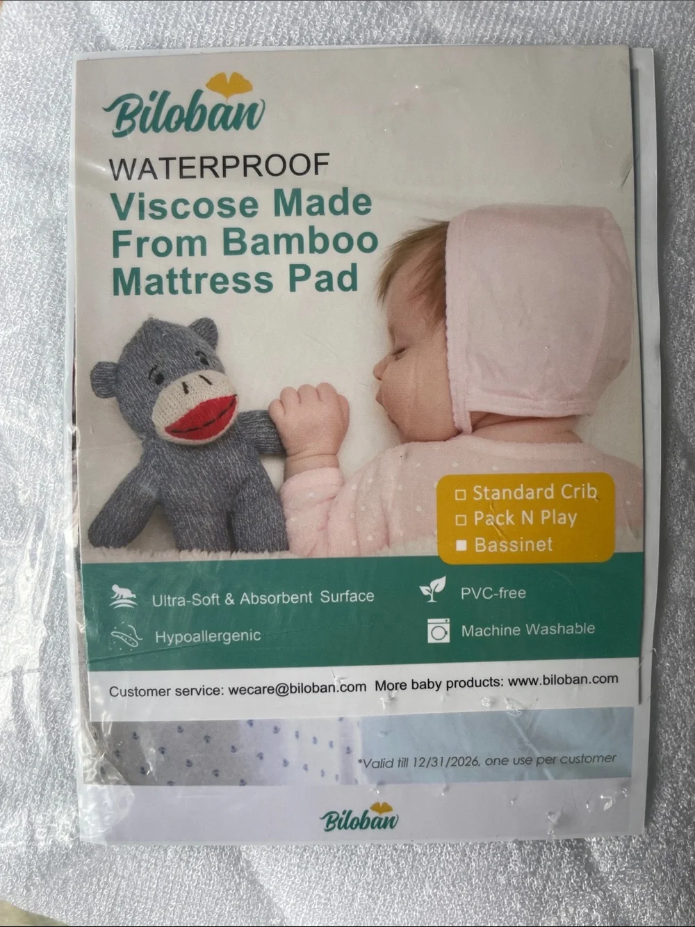 White Waterproof Bassinet Mattress cover